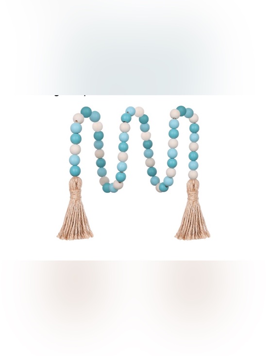 Other - Turquoise and Cream wooden Beaded Tassel Garland